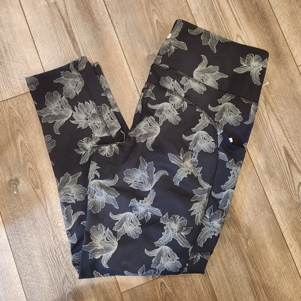 Apana Black Floral Leggings